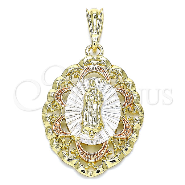 Gold Filled Pendant — Religious Pendant Guadalupe Design Polished Tricolor 05. — main product view — SKU 140290 | Oro Laminado dije — Religious Pendant Guadalupe diseño pulido Tricolor 05. — SKU 140290