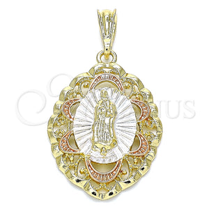Gold Filled Pendant — Religious Pendant Guadalupe Design Polished Tricolor 05. — main product view — SKU 140290 | Oro Laminado dije — Religious Pendant Guadalupe diseño pulido Tricolor 05. — SKU 140290