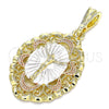 Oro Laminado Religious Pendant, Gold Filled Style Jesus Design, Polished, Tricolor, 05.380.0074