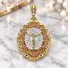 Oro Laminado Religious Pendant, Gold Filled Style Jesus Design, Polished, Tricolor, 05.380.0074