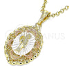Oro Laminado Religious Pendant, Gold Filled Style Santa Muerte Design, Polished, Tricolor, 05.380.0076