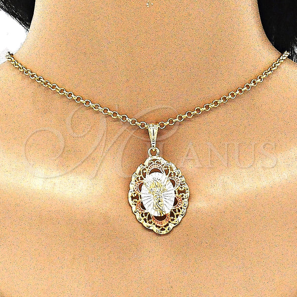 Gold Filled Pendant — Religious Pendant Divino NiÃ±o Design Polished Tricolor 05. — alternate product view — SKU 140294 | Oro Laminado dije — Religious Pendant Divino NiÃ±o diseño pulido Tricolor 05. — SKU 140294