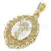 Oro Laminado Religious Pendant, Gold Filled Style Divino NiÃ±o Design, Polished, Tricolor, 05.380.0077
