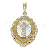 Oro Laminado Religious Pendant, Gold Filled Style Divino NiÃ±o Design, Polished, Tricolor, 05.380.0077
