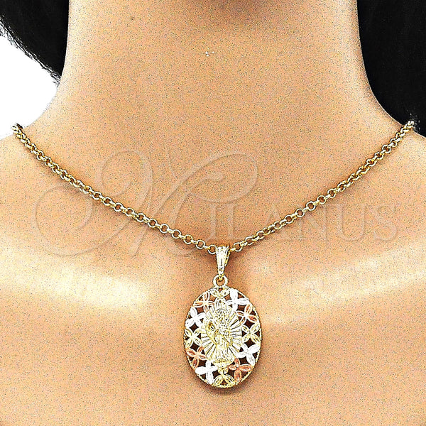 Gold Filled Pendant — Religious Pendant Santa Muerte and Butterfly Design Polished — alternate product view — SKU 140296 | Oro Laminado dije — Religious Pendant Santa Muerte and Butterfly diseño pulido — SKU 140296