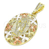 Oro Laminado Religious Pendant, Gold Filled Style Santa Muerte and Butterfly Design, Polished, Tricolor, 05.380.0079