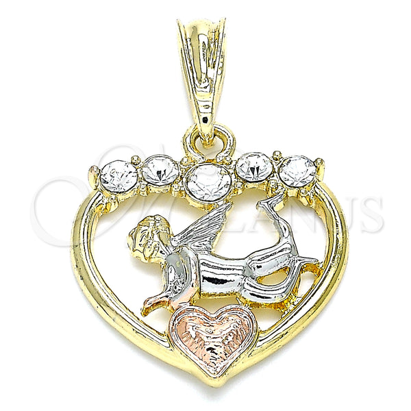 Gold Filled Pendant — Religious Pendant Angel and Heart Design with White — main product view — SKU 140310 | Oro Laminado dije — Religious Pendant Angel and corazón diseño with blanco — SKU 140310