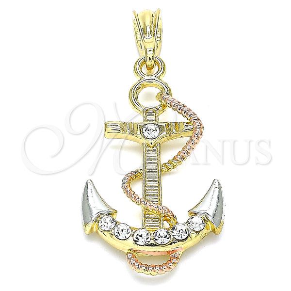 Gold Filled Pendant — Fancy Pendant Anchor and Twist Design with White — main product view — SKU 140317 | Oro Laminado dije — elegante Pendant Anchor and Twist diseño with blanco — SKU 140317