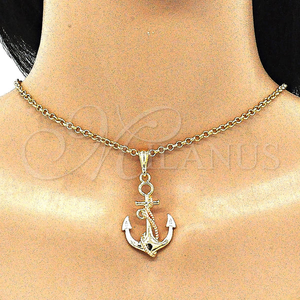 Gold Filled Pendant — Fancy Pendant Anchor and Twist Design Polished Tricolor — alternate product view — SKU 140319 | Oro Laminado dije — elegante Pendant Anchor and Twist diseño pulido Tricolor — SKU 140319