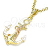 Oro Laminado Fancy Pendant, Gold Filled Style Anchor and Twist Design, Polished, Tricolor, 05.380.0097