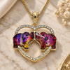 Oro Laminado Pendant Necklace, Gold Filled Style Elephant and Heart Design, with Amethyst and White Crystal, Polished, Golden Finish, 04.380.0023.1.20 (02 MM Thickness, 20 Inches Length)