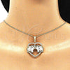 Oro Laminado Pendant Necklace, Gold Filled Style Elephant and Heart Design, with White and Black Crystal, Polished, Golden Finish, 04.380.0023.2.20 (02 MM Thickness, 20 Inches Length)