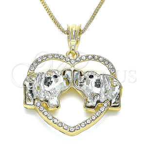 Gold Filled Necklace — Pendant Necklace Elephant and Heart Design with White — main product view — SKU 140342 | Oro Laminado collar — Pendant Necklace Elephant and corazón diseño with blanco — SKU 140342