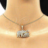 Oro Laminado Pendant Necklace, Gold Filled Style Elephant Design, with White and Black Crystal, Polished, Golden Finish, 04.380.0024.20 (02 MM Thickness, 20 Inches Length)