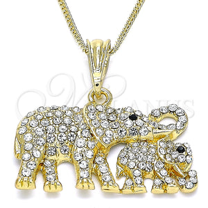 Gold Filled Necklace — Pendant Necklace Elephant Design with White and Black — main product view — SKU 140343 | Oro Laminado collar — Pendant Necklace Elephant diseño with blanco and negro — SKU 140343