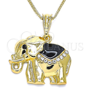 Gold Filled Necklace — Pendant Necklace Elephant Design with White and Black — main product view — SKU 140345 | Oro Laminado collar — Pendant Necklace Elephant diseño with blanco and negro — SKU 140345