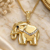 Oro Laminado Pendant Necklace, Gold Filled Style Elephant Design, with White and Black Crystal, White Enamel Finish, Golden Finish, 04.380.0025.3.20 (02 MM Thickness, 20 Inches Length)