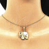 Oro Laminado Pendant Necklace, Gold Filled Style Elephant Design, with White and Black Crystal, Pink Enamel Finish, Golden Finish, 04.380.0025.4.20 (02 MM Thickness, 20 Inches Length)