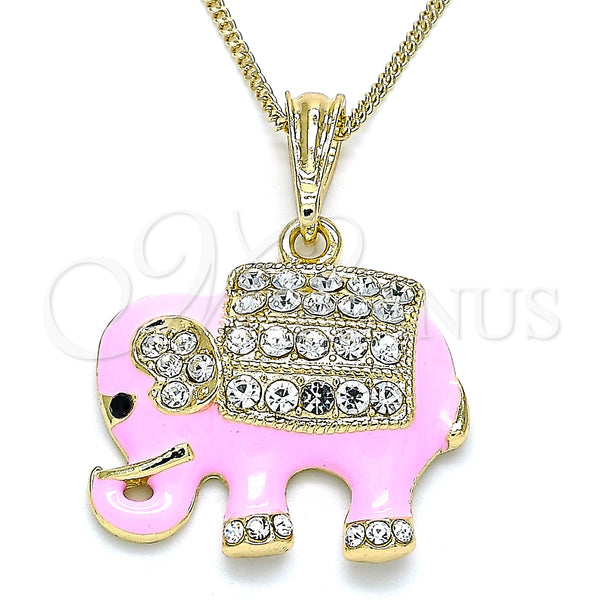 Gold Filled Necklace — Pendant Necklace Elephant Design with White and Black — main product view — SKU 140350 | Oro Laminado collar — Pendant Necklace Elephant diseño with blanco and negro — SKU 140350