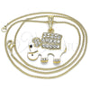 Oro Laminado Pendant Necklace, Gold Filled Style Elephant Design, with White and Black Crystal, White Enamel Finish, Golden Finish, 04.380.0026.1.20 (02 MM Thickness, 20 Inches Length)