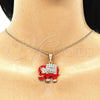 Oro Laminado Pendant Necklace, Gold Filled Style Elephant Design, with White and Black Crystal, Red Enamel Finish, Golden Finish, 04.380.0026.2.20 (02 MM Thickness, 20 Inches Length)