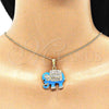Oro Laminado Pendant Necklace, Gold Filled Style Elephant Design, with White and Black Crystal, Blue Enamel Finish, Golden Finish, 04.380.0026.3.20 (02 MM Thickness, 20 Inches Length)