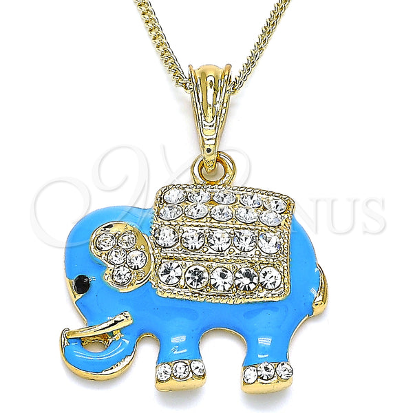 Gold Filled Necklace — Pendant Necklace Elephant Design with White and Black — main product view — SKU 140353 | Oro Laminado collar — Pendant Necklace Elephant diseño with blanco and negro — SKU 140353