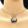 Oro Laminado Pendant Necklace, Gold Filled Style Elephant Design, with White and Black Crystal, Black Enamel Finish, Golden Finish, 04.380.0026.4.20 (02 MM Thickness, 20 Inches Length)