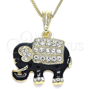 Gold Filled Necklace — Pendant Necklace Elephant Design with White and Black — main product view — SKU 140354 | Oro Laminado collar — Pendant Necklace Elephant diseño with blanco and negro — SKU 140354