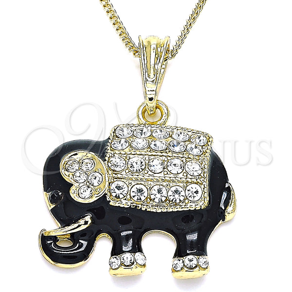 Gold Filled Necklace — Pendant Necklace Elephant Design with White and Black — main product view — SKU 140354 | Oro Laminado collar — Pendant Necklace Elephant diseño with blanco and negro — SKU 140354