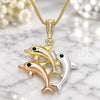 Oro Laminado Pendant Necklace, Gold Filled Style Dolphin Design, with Black Crystal, Polished, Tricolor, 04.380.0031.20 (02 MM Thickness, 20 Inches Length)