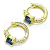 Oro Laminado Huggie Hoop, Gold Filled Style with Sapphire Blue Cubic Zirconia and White Micro Pave, Polished, Golden Finish, 02.381.0012.1.12