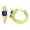Oro Laminado Huggie Hoop, Gold Filled Style with Sapphire Blue Cubic Zirconia and White Micro Pave, Polished, Golden Finish, 02.381.0012.1.12