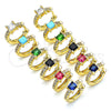 Oro Laminado Huggie Hoop, Gold Filled Style with Sapphire Blue Cubic Zirconia and White Micro Pave, Polished, Golden Finish, 02.381.0012.1.12
