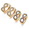 Oro Laminado Huggie Hoop, Gold Filled Style Infinite Design, with Multicolor Micro Pave, Polished, Golden Finish, 02.210.0451.1.15