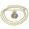 Oro Laminado Pendant Necklace, Gold Filled Style Ladybug Design, with White and Ruby Micro Pave, Polished, Golden Finish, 04.210.0053.20 (02 MM Thickness, 20 Inches Length)