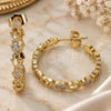 Oro Laminado Stud Earring, Gold Filled Style Judaica and Hand of God Design, with White Micro Pave, Polished, Golden Finish, 02.341.0061