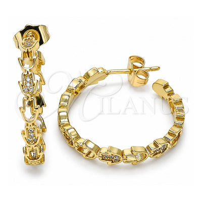 Oro Laminado Stud Earring, Gold Filled Style Judaica and Hand of God Design, with White Micro Pave, Polished, Golden Finish, 02.341.0061