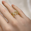 Oro Laminado Multi Stone Ring, Gold Filled Style Star Design, with White Micro Pave, Polished, Golden Finish, 01.341.0011 (One size fits all)