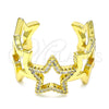 Oro Laminado Multi Stone Ring, Gold Filled Style Star Design, with White Micro Pave, Polished, Golden Finish, 01.341.0011 (One size fits all)