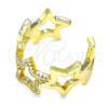 Oro Laminado Multi Stone Ring, Gold Filled Style Star Design, with White Micro Pave, Polished, Golden Finish, 01.341.0011 (One size fits all)