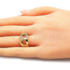 Oro Laminado Multi Stone Ring, Gold Filled Style Miami Cuban Design, Polished, Golden Finish, 01.341.0012 (One size fits all)
