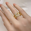 Oro Laminado Multi Stone Ring, Gold Filled Style Miami Cuban Design, Polished, Golden Finish, 01.341.0012 (One size fits all)