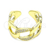 Oro Laminado Multi Stone Ring, Gold Filled Style Miami Cuban Design, Polished, Golden Finish, 01.341.0012 (One size fits all)
