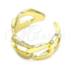 Oro Laminado Multi Stone Ring, Gold Filled Style Miami Cuban Design, Polished, Golden Finish, 01.341.0012 (One size fits all)