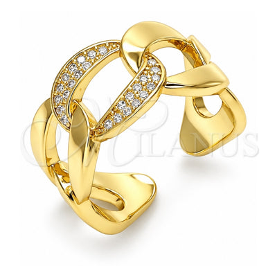 Oro Laminado Multi Stone Ring, Gold Filled Style Miami Cuban Design, Polished, Golden Finish, 01.341.0012 (One size fits all)