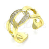 Oro Laminado Multi Stone Ring, Gold Filled Style Miami Cuban Design, Polished, Golden Finish, 01.341.0012 (One size fits all)