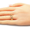 Oro Laminado Multi Stone Ring, Gold Filled Style Infinite Design, with White Micro Pave, Polished, Golden Finish, 01.341.0013 (One size fits all)