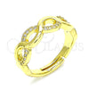 Oro Laminado Multi Stone Ring, Gold Filled Style Infinite Design, with White Micro Pave, Polished, Golden Finish, 01.341.0013 (One size fits all)