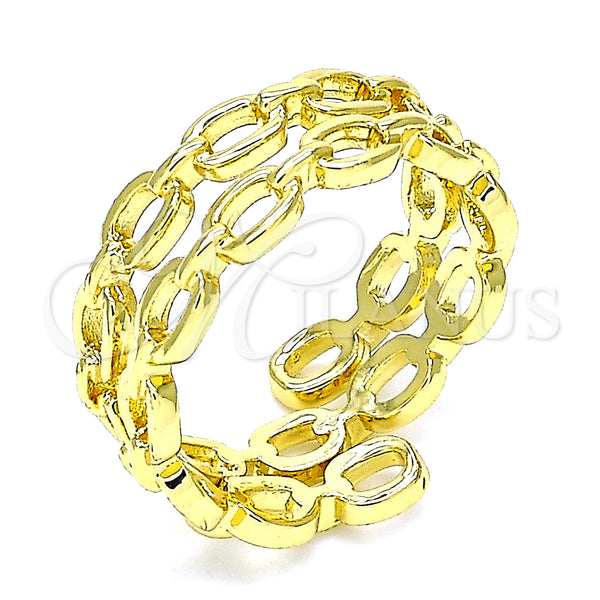 Oro Laminado Elegant Ring, Gold Filled Style Paperclip Design, Polished, Golden Finish, 01.341.0014 (One size fits all)